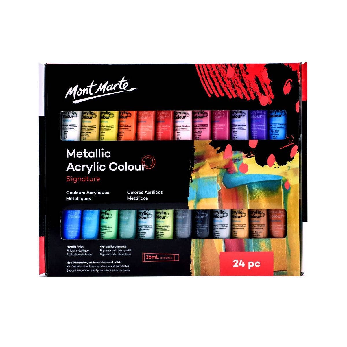 Mont Marte Usa, Inc. - Wholesale Paint Set - Metallic Acrylic Color Paint Set Signature 24pcx36ml (1.2oz)1