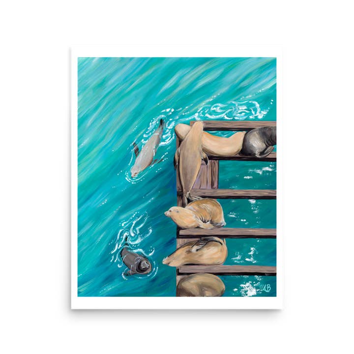 Follow the Sun - Wholesale Art Print - "Sunbathers" Sea Lion Art Print1