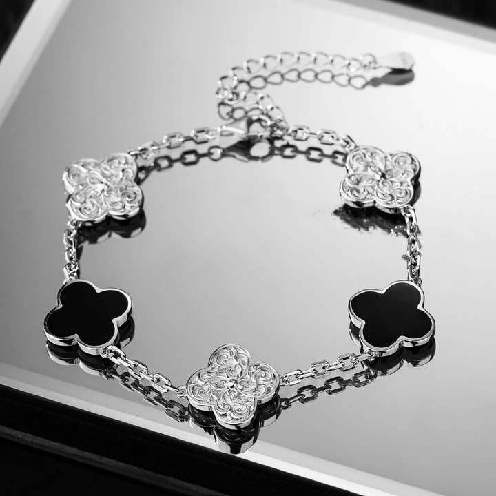 Bracciale in argento 925 con motivo quadrifoglio a cinque foglie per la vendita all'ingrosso da parte di PARAGON CAT