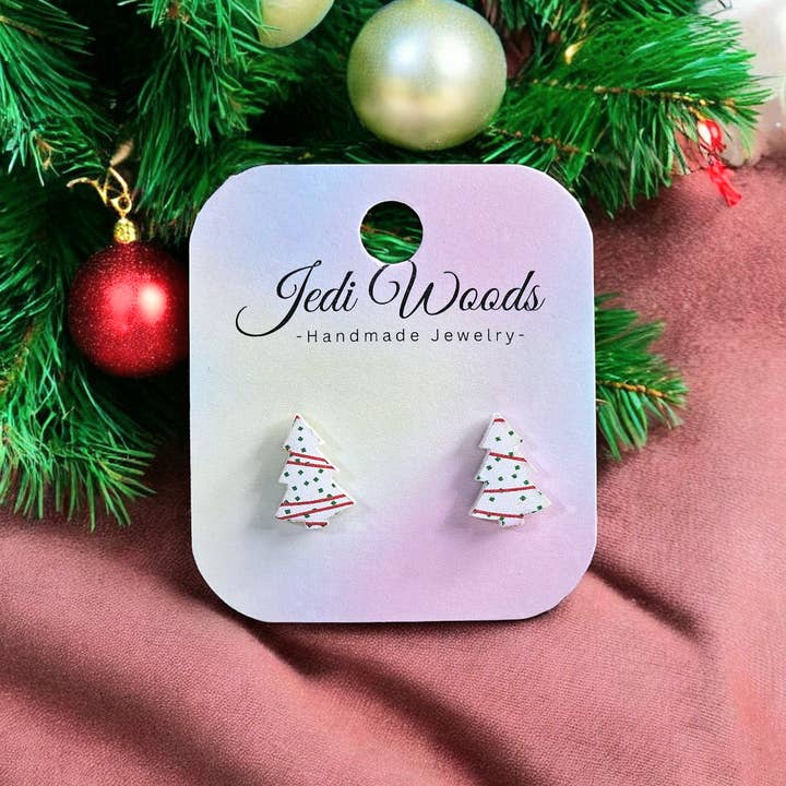 Jedi Woods LLC - Wholesale Stud/Post Earrings - L. Debbie Xmas Cake Earrings - Tiktok VIRAL Product!