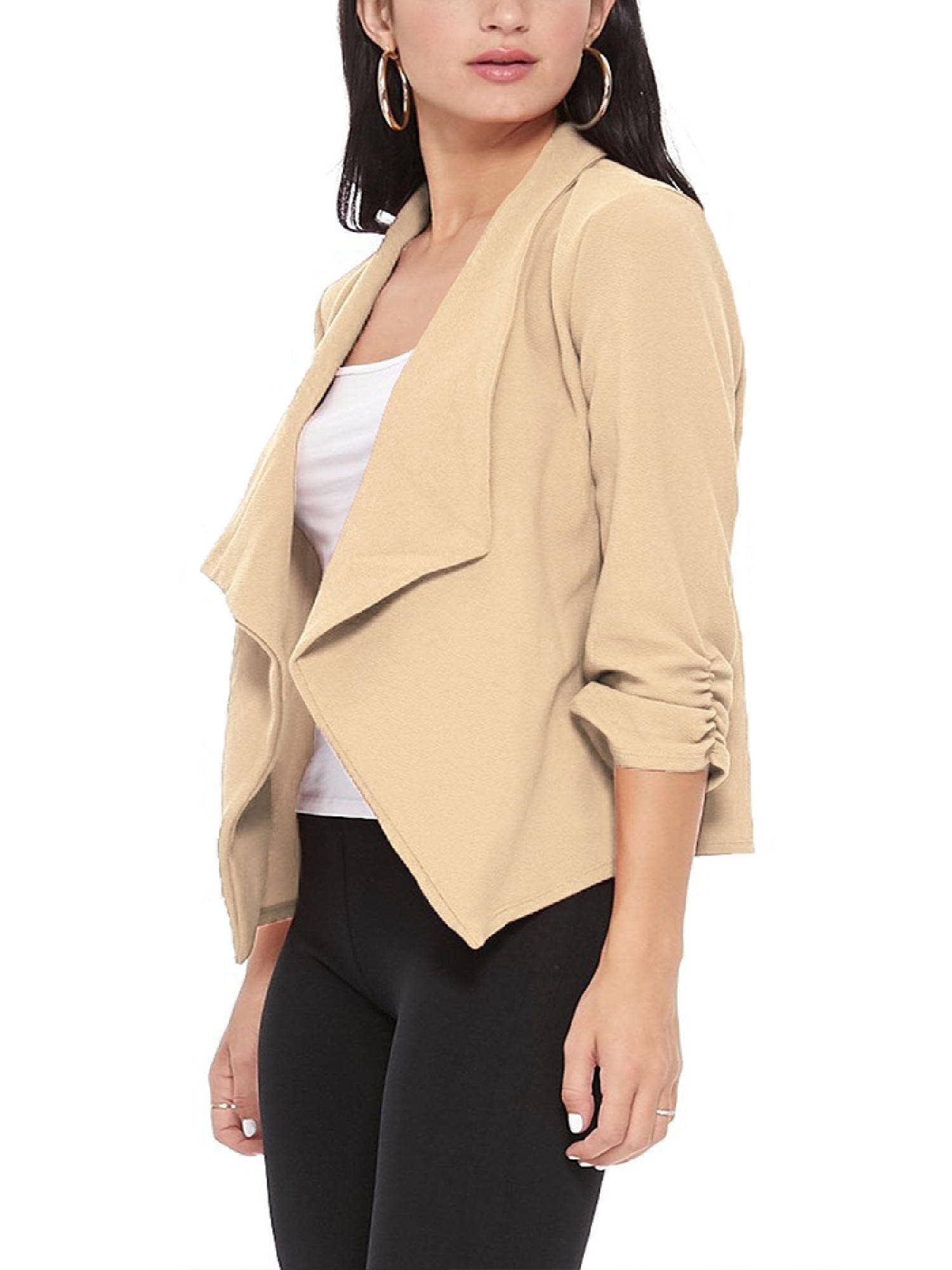 MOA COLLECTION - Wholesale Blazer - Women's - Casual Open Front Draped Solid Blazer Jacket21
