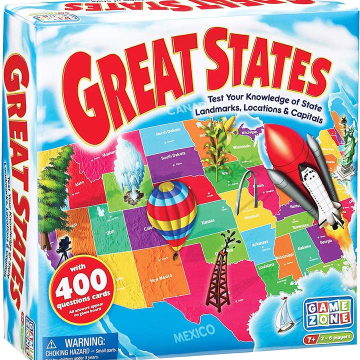 Jogo de Tabuleiro Game Zone Great States Geography, Jogo Multijogador por atacado de Epoch Everlasting Play