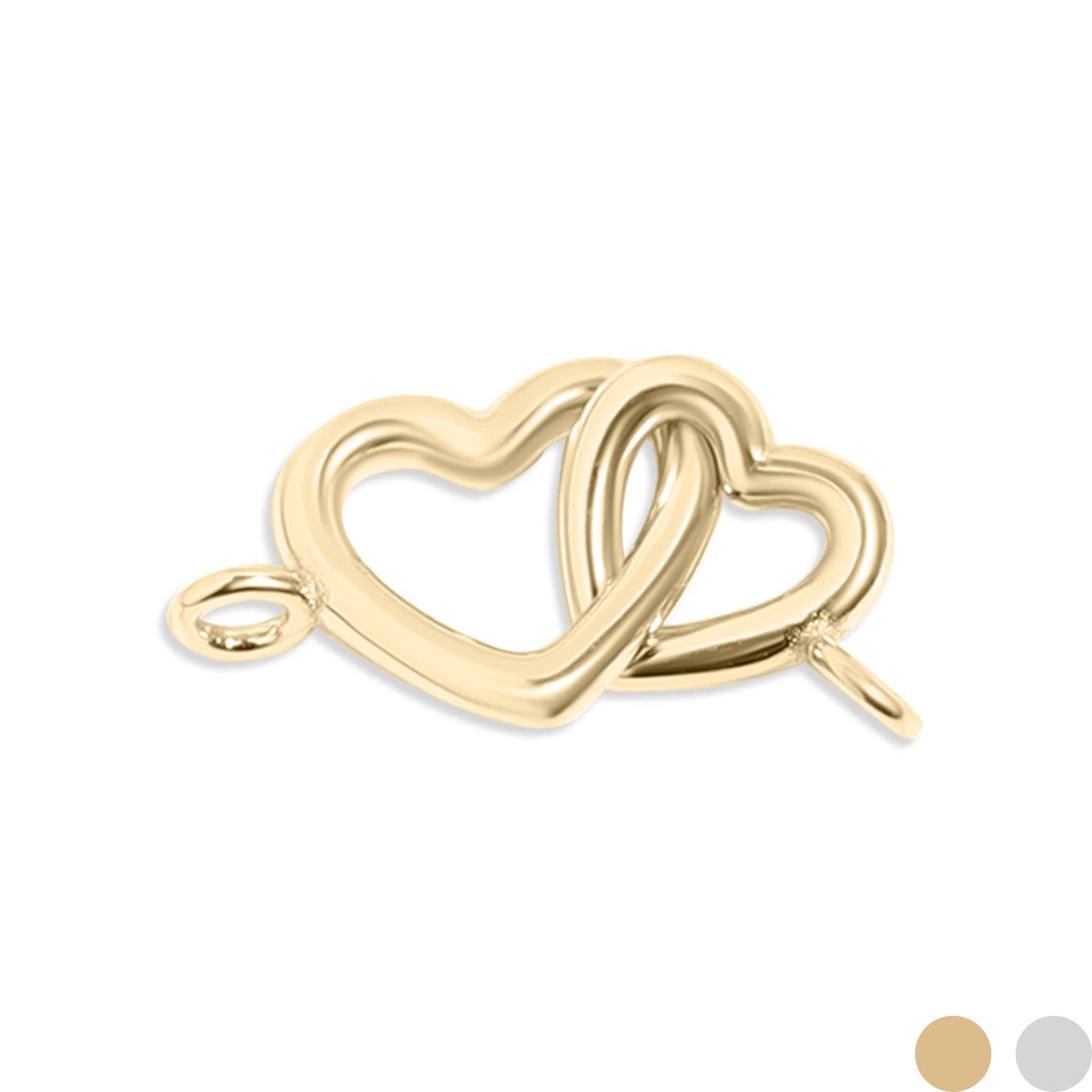 WJW - Wholesale Individual Charm/Pendant - Sterling Silver Double Heart Horizontal Connector Permanent Jewelry Charm