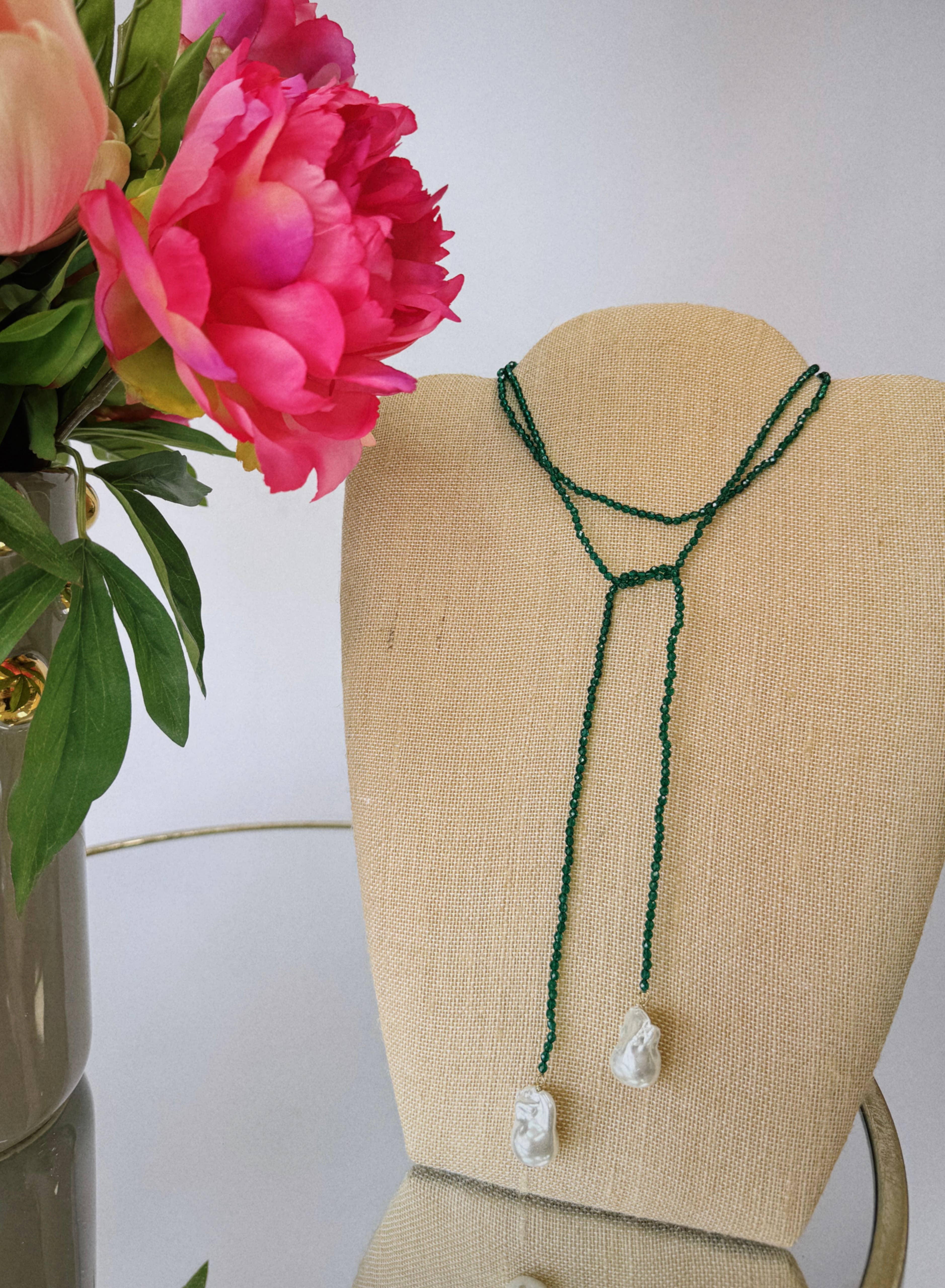 Fashionably Fitted - Wholesale Beaded/Pearl Necklace - FF Beaded Wrap Necklace with Pearls2