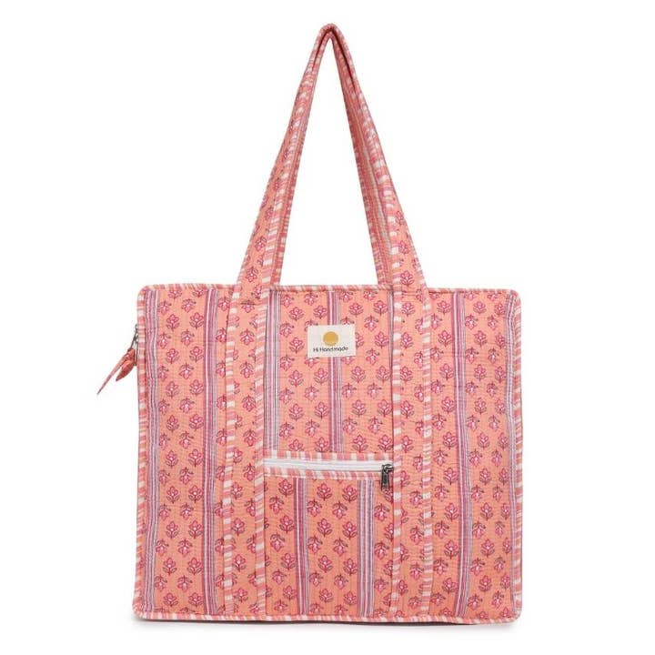 Hi Handmade - Wholesale Tote bag – Women's - Cotton Tote Bag With Zip - Petal Peach6