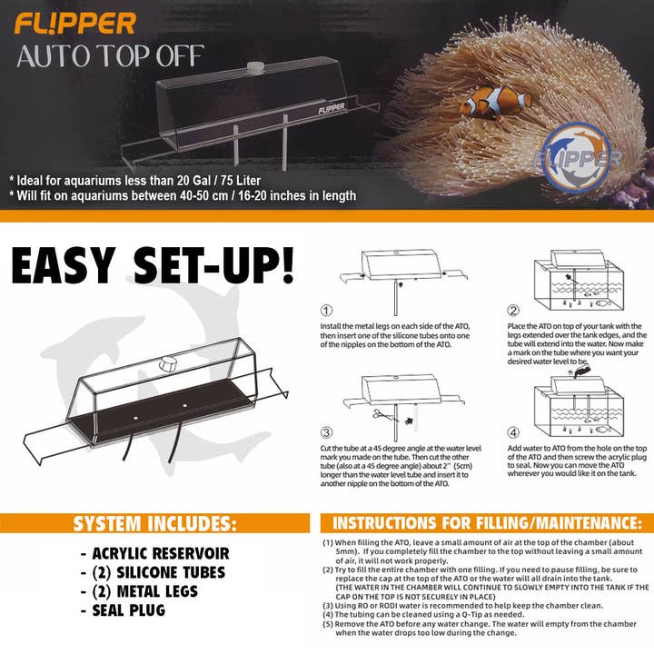 Flipper Aquarium Products - Venta al por mayor Comedero - Gatos y perros - Sistema de depósito de almacenamiento de agua para acuario de acrílico transparente Flipper ATO Auto Top Off5