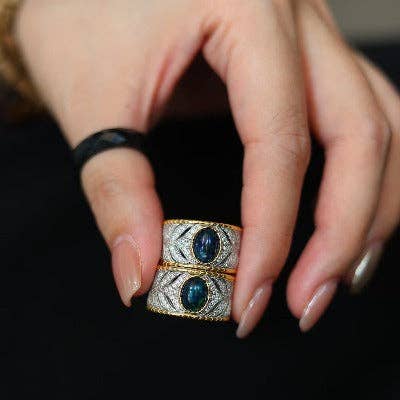 LanLivia - Wholesale Cocktail/Statement Ring - Eastern Royal Style Black Opal Ring - adjustable6