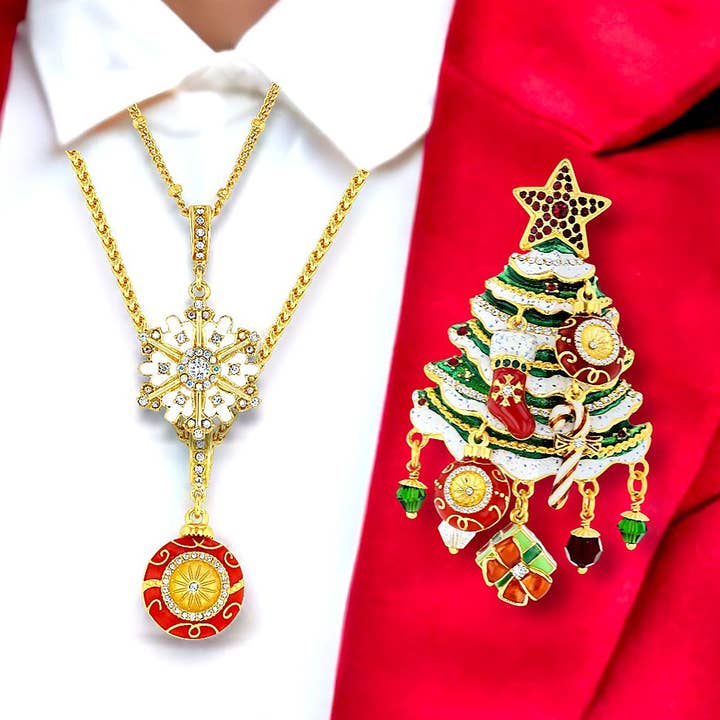 Red Christmas Ornament Crystal Enhancer Charm by Ritzy Couture DeLuxe - 22k Gold Plated for wholesale by Ritzy Couture by Esme Hecht