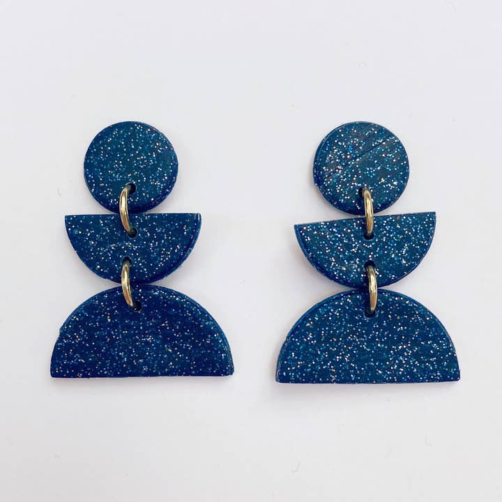 Willow Studs - Navy Glitter for wholesale by Like Wildflower
