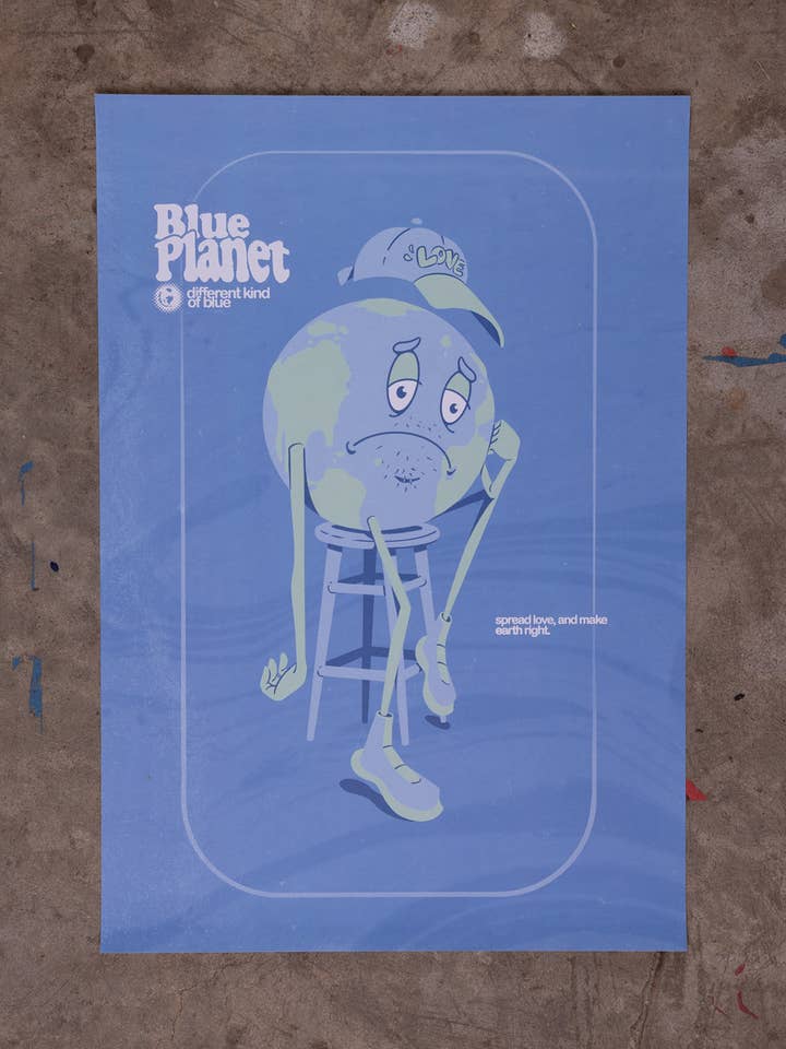 „Blue Planet,“ plakat i stort format, trist jord for engroshandel hos Daytime Friends