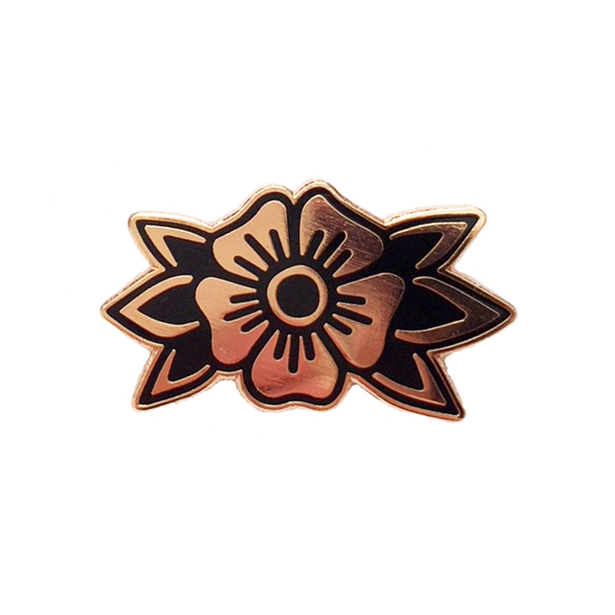Cousins Collective - Wholesale Lapel Pin/Button - Traditional Flower Enamel Pin Badge - Rose Gold
