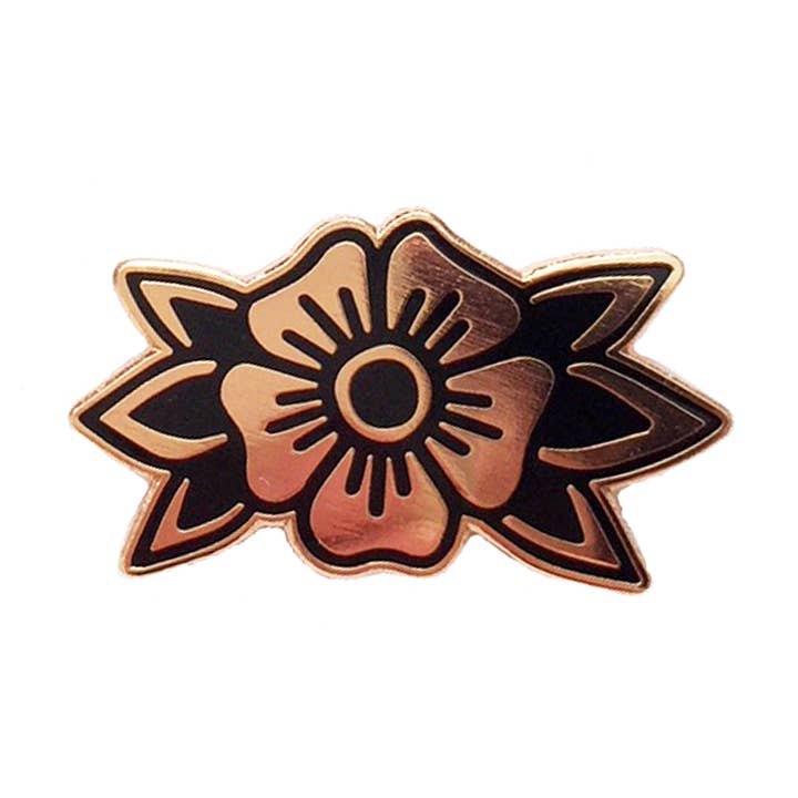 Cousins Collective - Wholesale Lapel Pin/Button - Traditional Flower Enamel Pin Badge - Rose Gold0