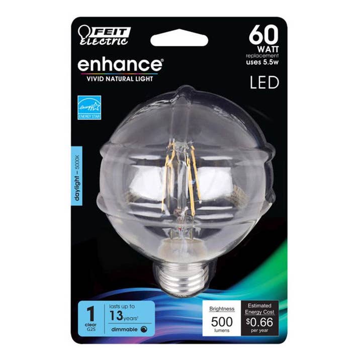 Everyday Supply Co - Wholesale Light Bulb/Puck - Feit Enhance G25 LED Bulb 60W Daylight Equivalent