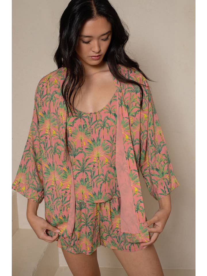 LATTELOVE - Vente Peignoir – femme - PEIGNOIR DOUBLÉ DE KIMONO EN VISCOSE SEMBLABLE À DE LA SOIE4