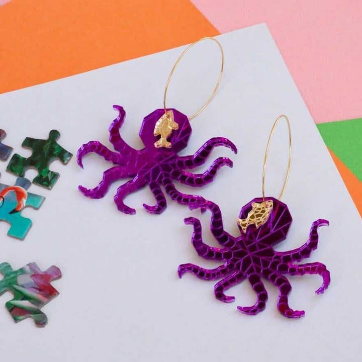 Little Geraldine - Wholesale Hoop earrings - Octopus Geo Hoops
