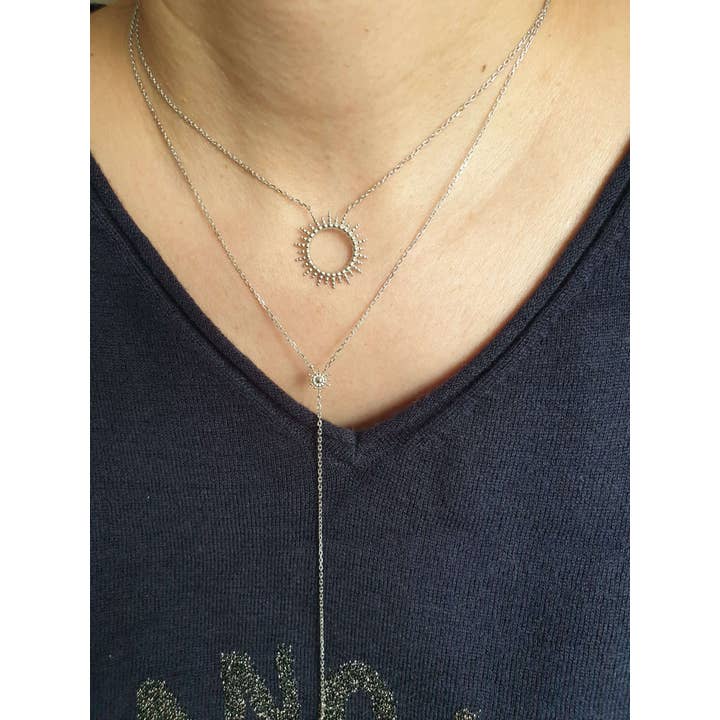 SIUKA – wholesale Hänge-/berlockhalsband – Rodium-plated 925/1000 silver ”Sun” halsband6