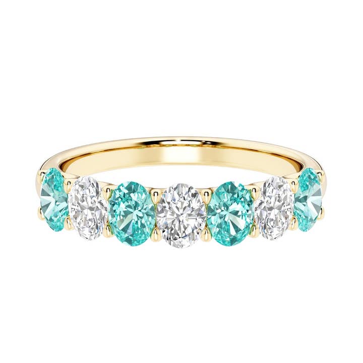 Anel de Ouro 14k com Turmalina Paraíba Oval de 1,30 Ct e Diamantes por atacado de DV Custom Jewelry USA