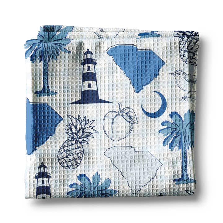 Canary Road - Wholesale Tea Towel - South Carolina Palm Low Country Kitchen Towel Waffle1