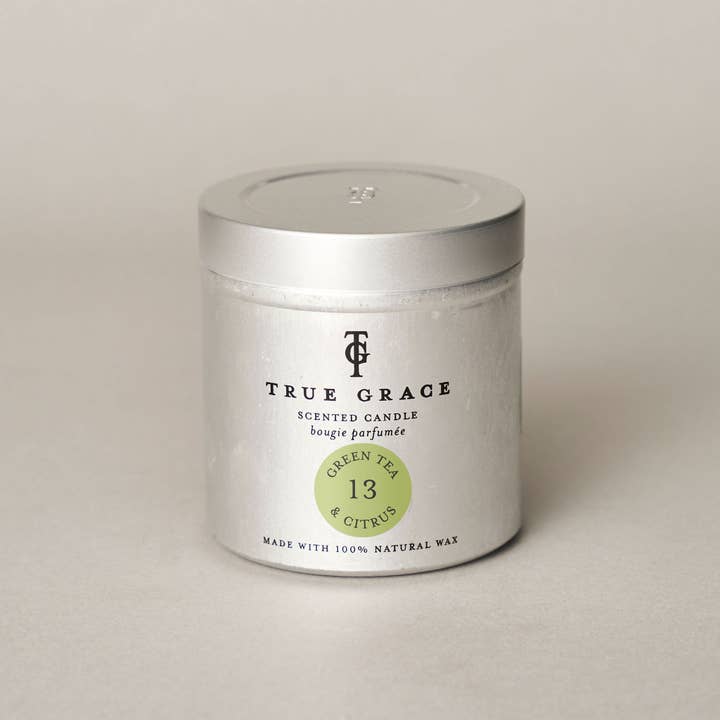Green Tea & Citrus Tin Candle | Fresh Scented, Natural Wax for wholesale by True Grace
