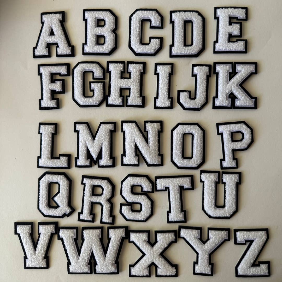 Patch Points - Wholesale Patch - White & Black  Varsity Letter  Sticker & Iron On2