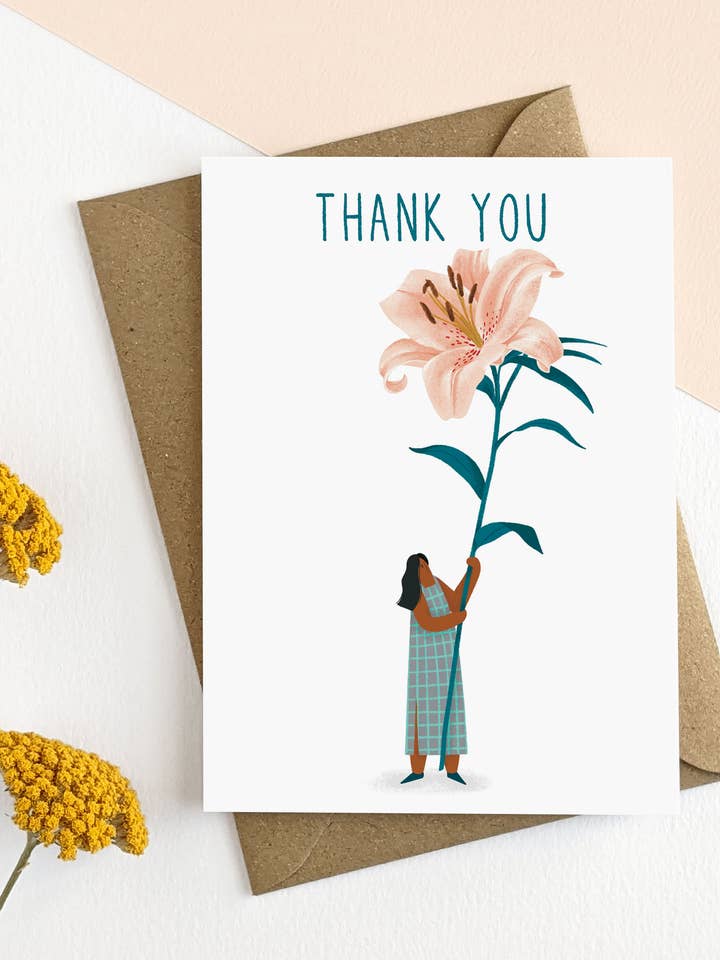Illustrated Thank You Card for wholesale by Elsa Rose Frere