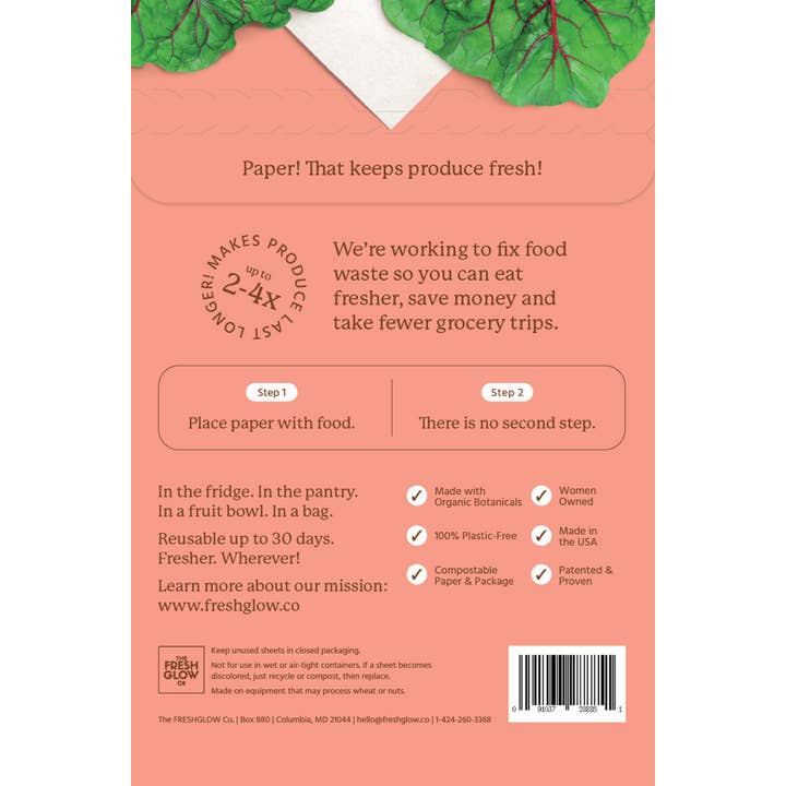 The Freshglow Co. – wholesale Food storage wrap/bag – FRESHPAPER Food-Saver Sheets for Produce Standard Size7