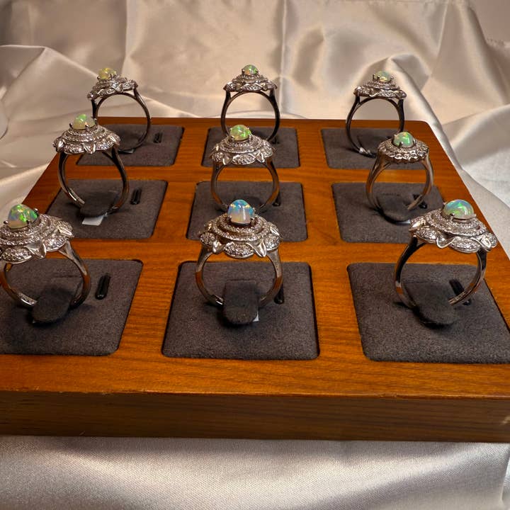 Natural Ethiopian Opal & White Topaz Rings – Parcel of 9 (Si for wholesale by Modeeq Gems