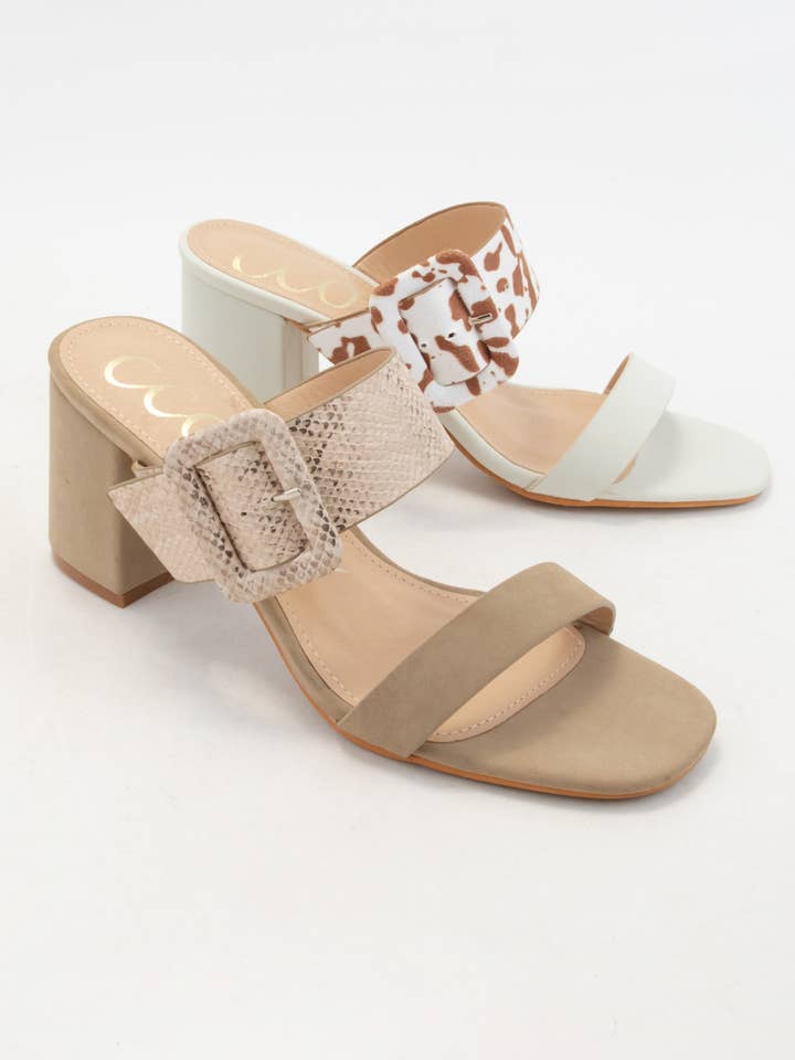 OFF WHITE SALLY DOUBLE STRAP SLIP-ON STYLE BLOCK HEEL SANDAL for wholesale on Faire2