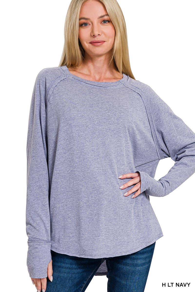 42POPS - Vendita all'ingrosso Maglietta - Donna - Top in cotone con maniche raglan e foro per il pollice SI-246079