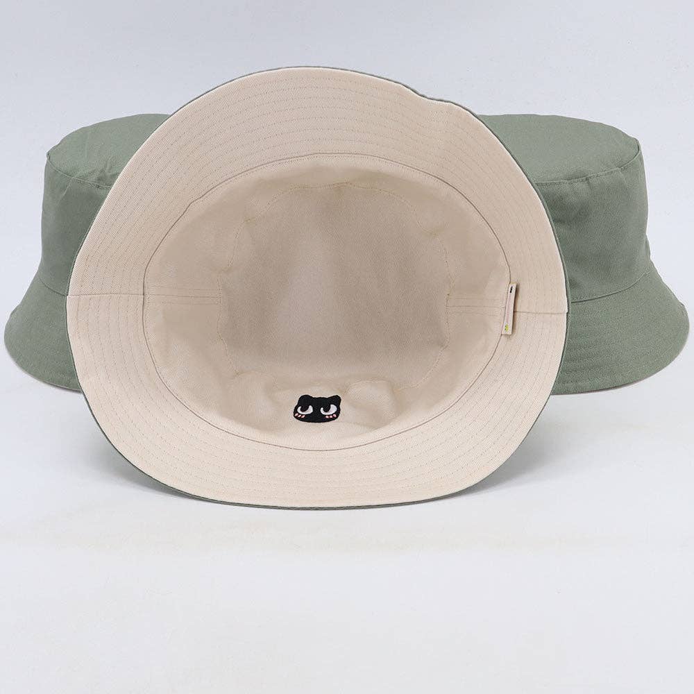 Jessthechen - Wholesale Bucket Hat - Women's - Cat & Mushroom Reversible Bucket Hat | Khaki/Cream3