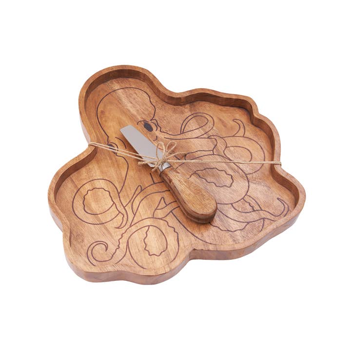 C&F Home - Wholesale Serving Tray - Coastal Octopus Charcuterie Serving Board With Spreader