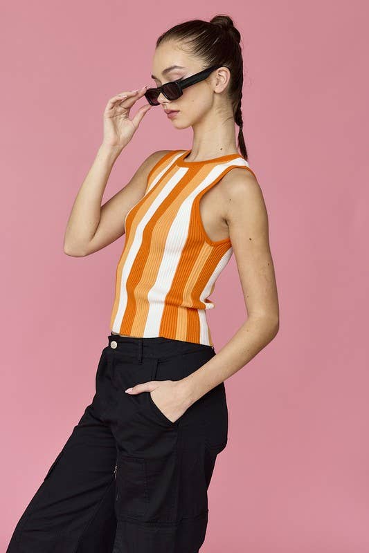 Blue PT18139 - Isabella Striped Rib Knit Top for wholesale on Faire3