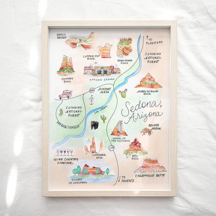 Sedona, Arizona Map Art Print for wholesale by Natty Michelle Paperie
