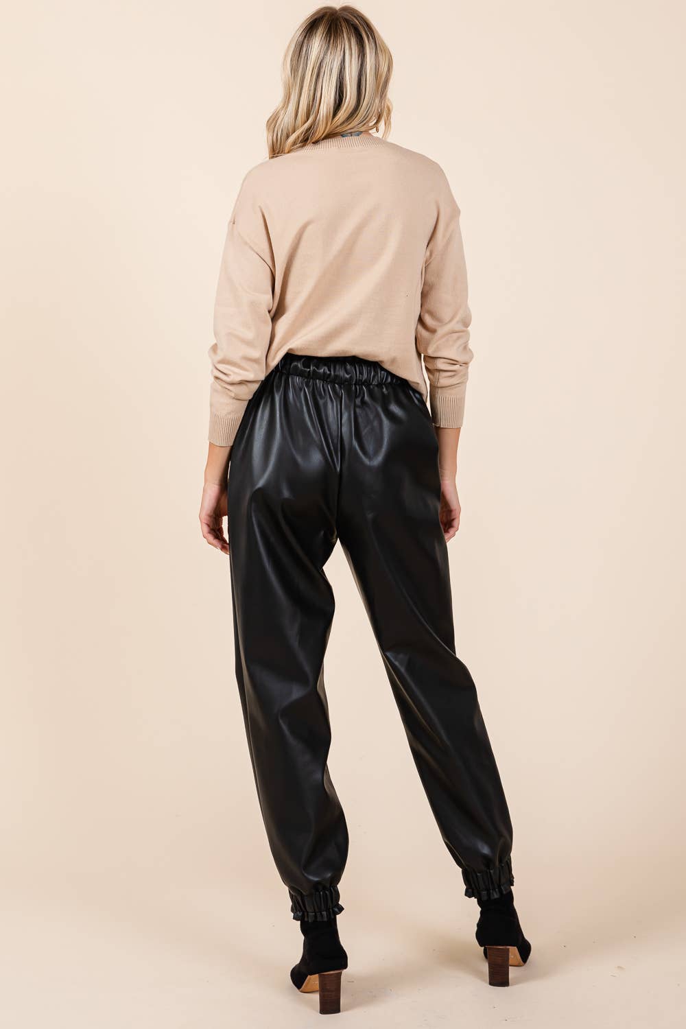 GeeGee x Lovelo - Wholesale Pants - Women's - Faux Leather Jogger Pants, MP5081218