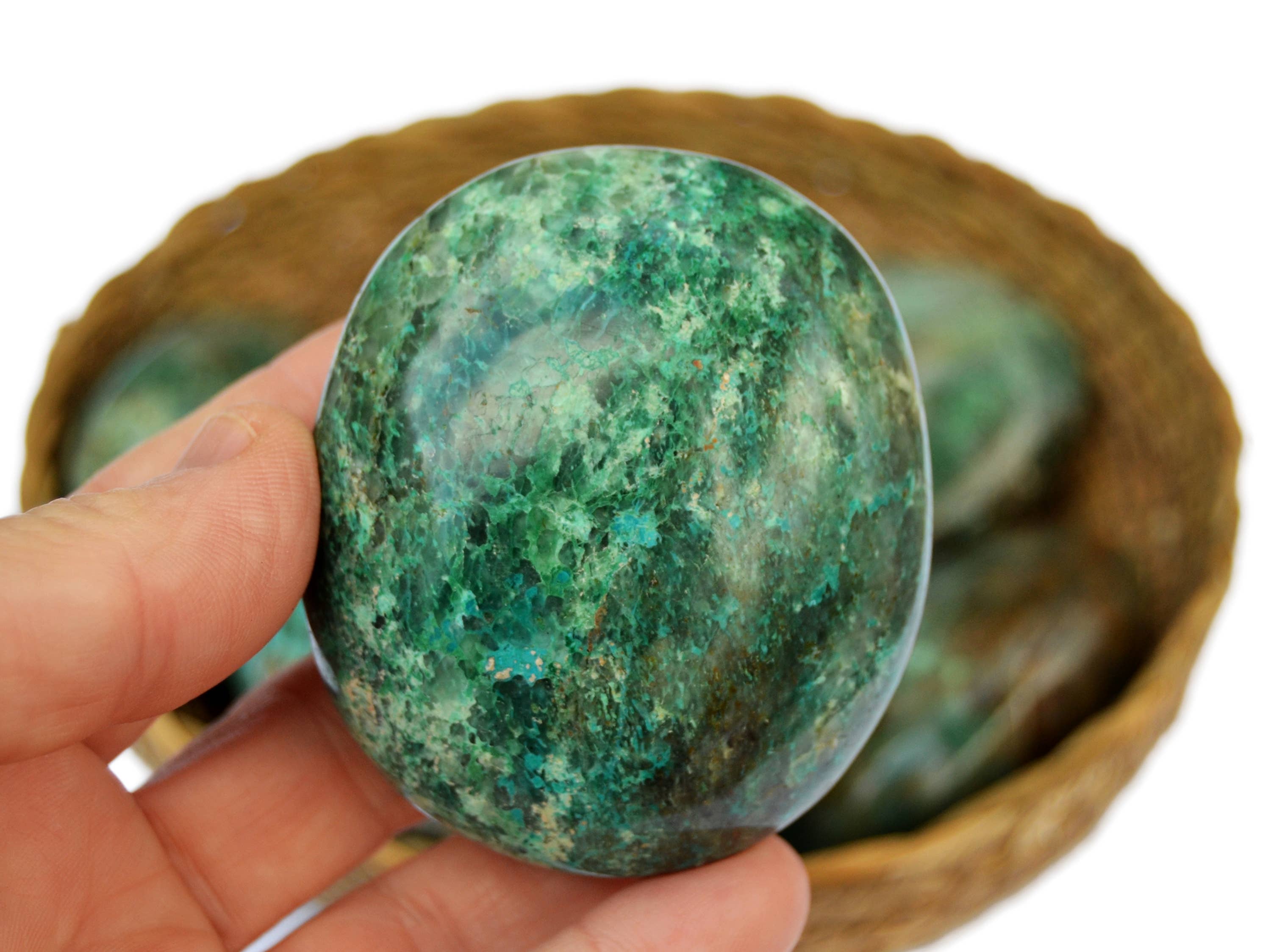 Kaia & Crystals - Vendita all'ingrosso Pietra/cristallo spirituale - Pietra Palmare Naturale di Crisocolla (50 mm - 70 mm)7