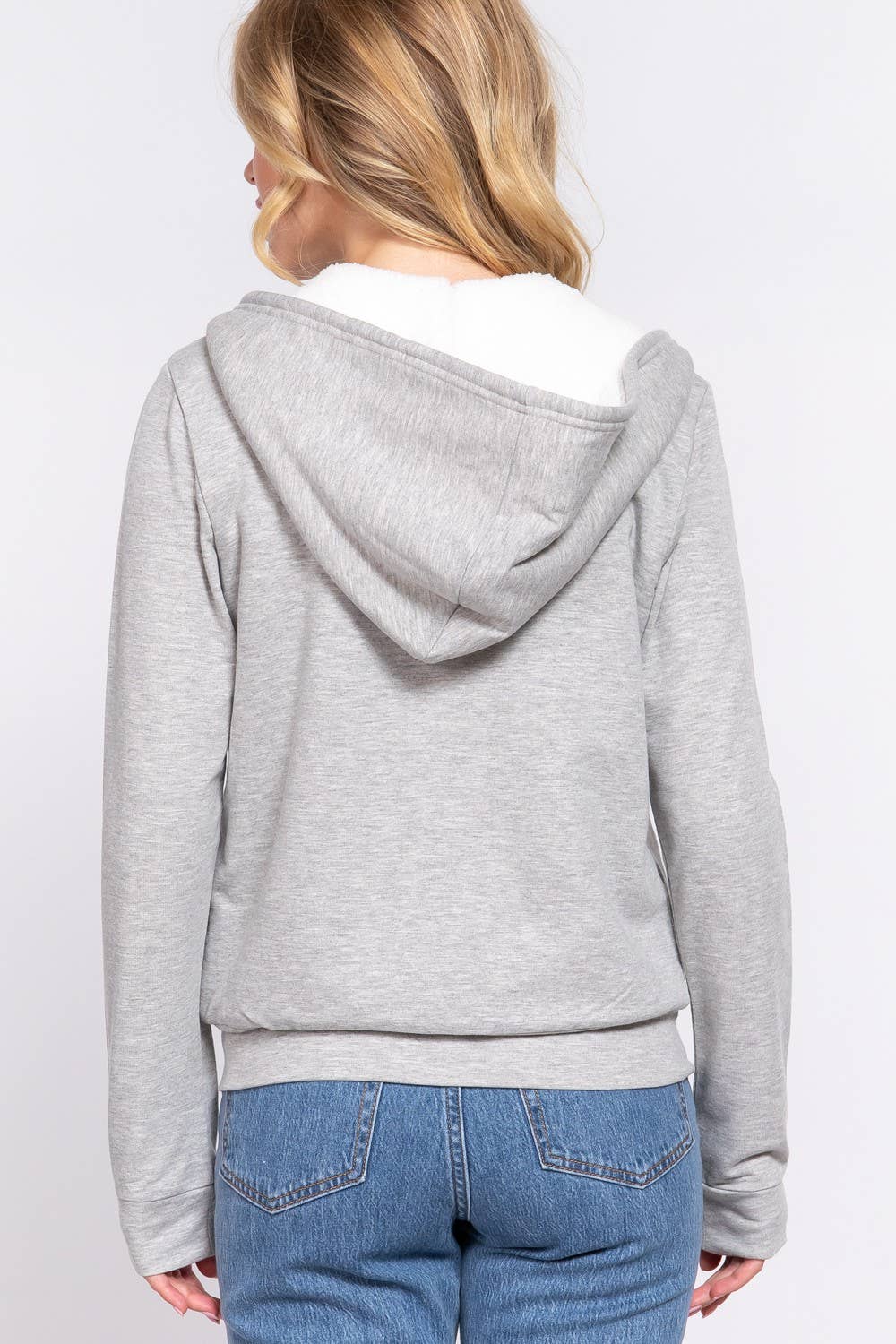 Active Basic | Active USA - Venta al por mayor Sudadera con capucha - Mujer - Chaqueta interior de felpa francesa con capucha y cremallera de piel sintética15