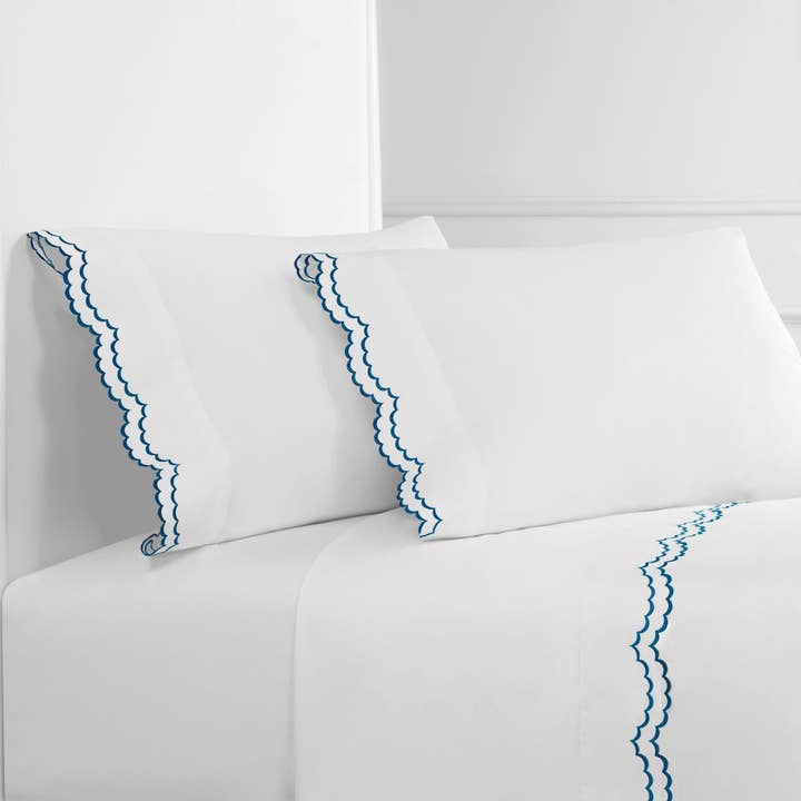 Mélange Home - Wholesale Sheet Set - Double Scallop Embroidered Cotton Percale Sheet Set13