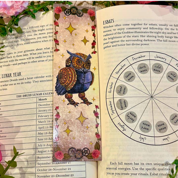 NOMAD Moon Magic - Vendita all'ingrosso Segnalibro - Segnalibro a forma di gufo Steampunk fatto a mano e illustrato a mano1