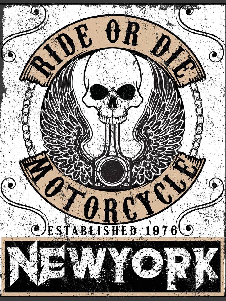 Ride or Die Motorcycle - Grand torchon en coton pour la vente par Half a Donkey