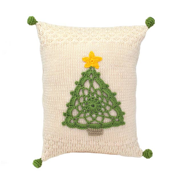 Handgemaakte Gehaakte Boom Mini Kerstkussen voor wholesale door Melange Collection