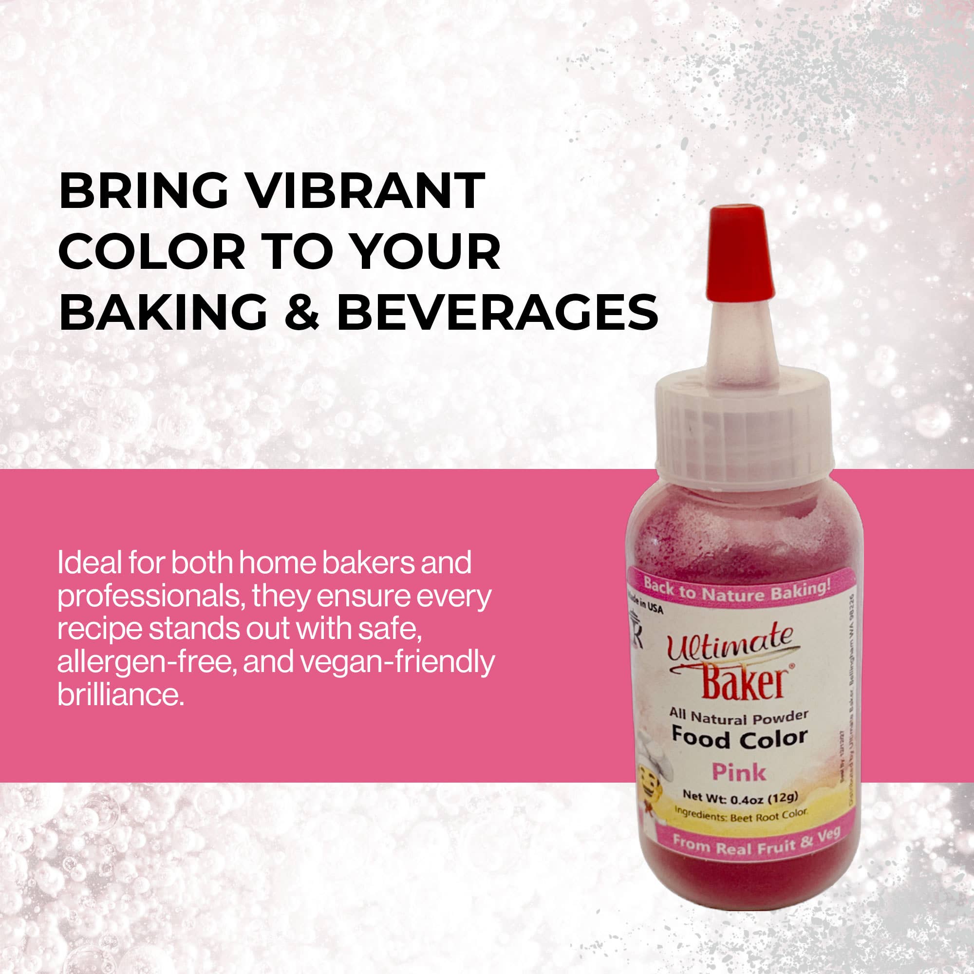 Ultimate Baker - Venta al por mayor Kit de decoración de tartas - Colorante alimenticio rosa natural de Ultimate Baker (1x12g)6
