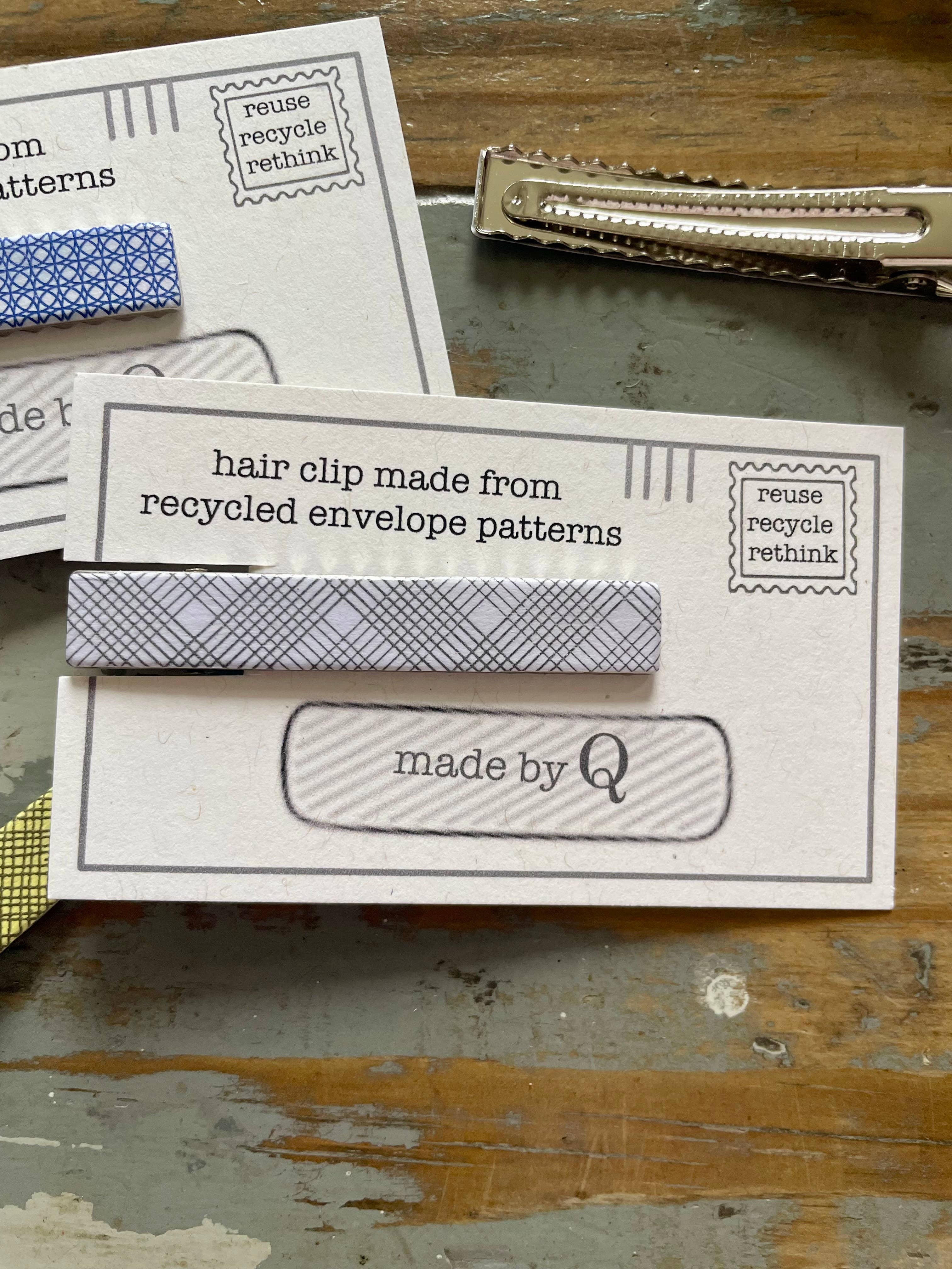 made by Q - Venta al por mayor Horquilla para el pelo - Mujer - Pinza para el cabello con diseño de sobres reciclados2