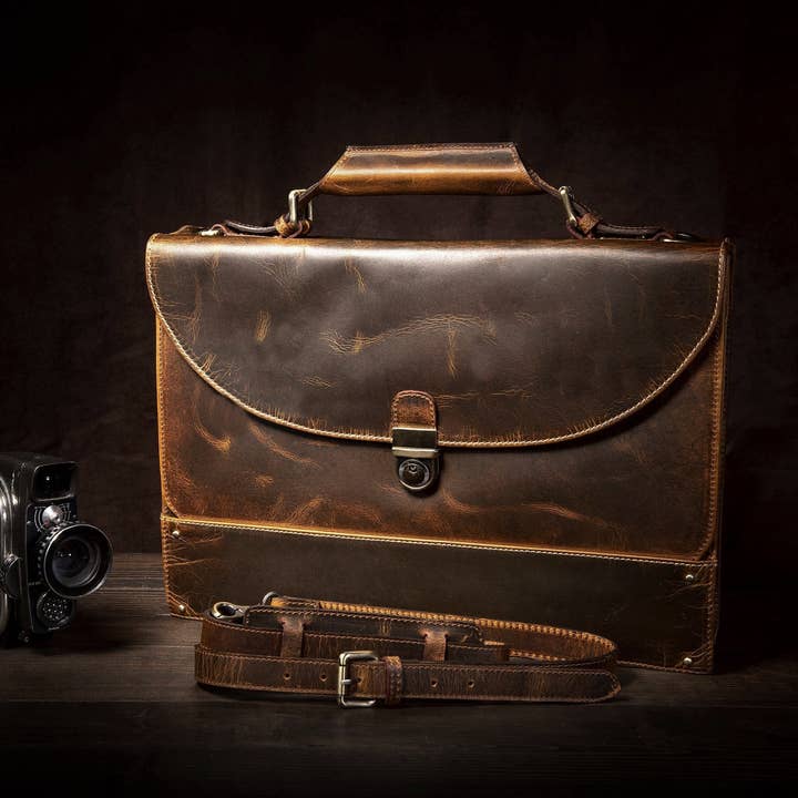 Top Grain Leather Mens Womens Portfölj Arbetsväska Messenger för wholesale av Kalating Leather UK