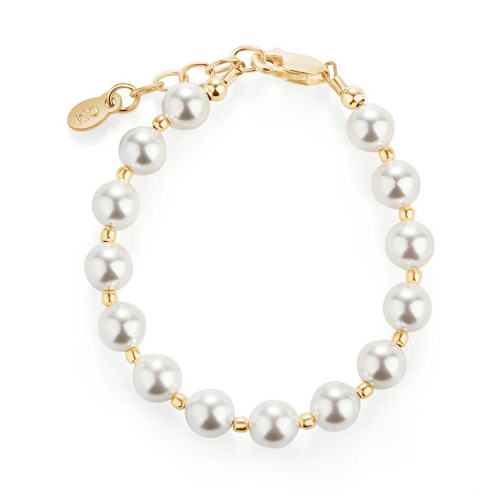 Little Girls 14K Gold-Plated Chunky Pearl Bracelet for Kids for wholesale by Cherished Moments