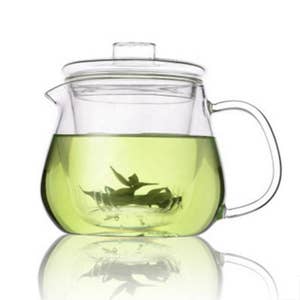 Glass Teapot and Kettle with Wooden Top - 60 oz - exist green