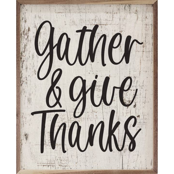 Distressed Gather And Give Thanks White for wholesale by Kendrick Home