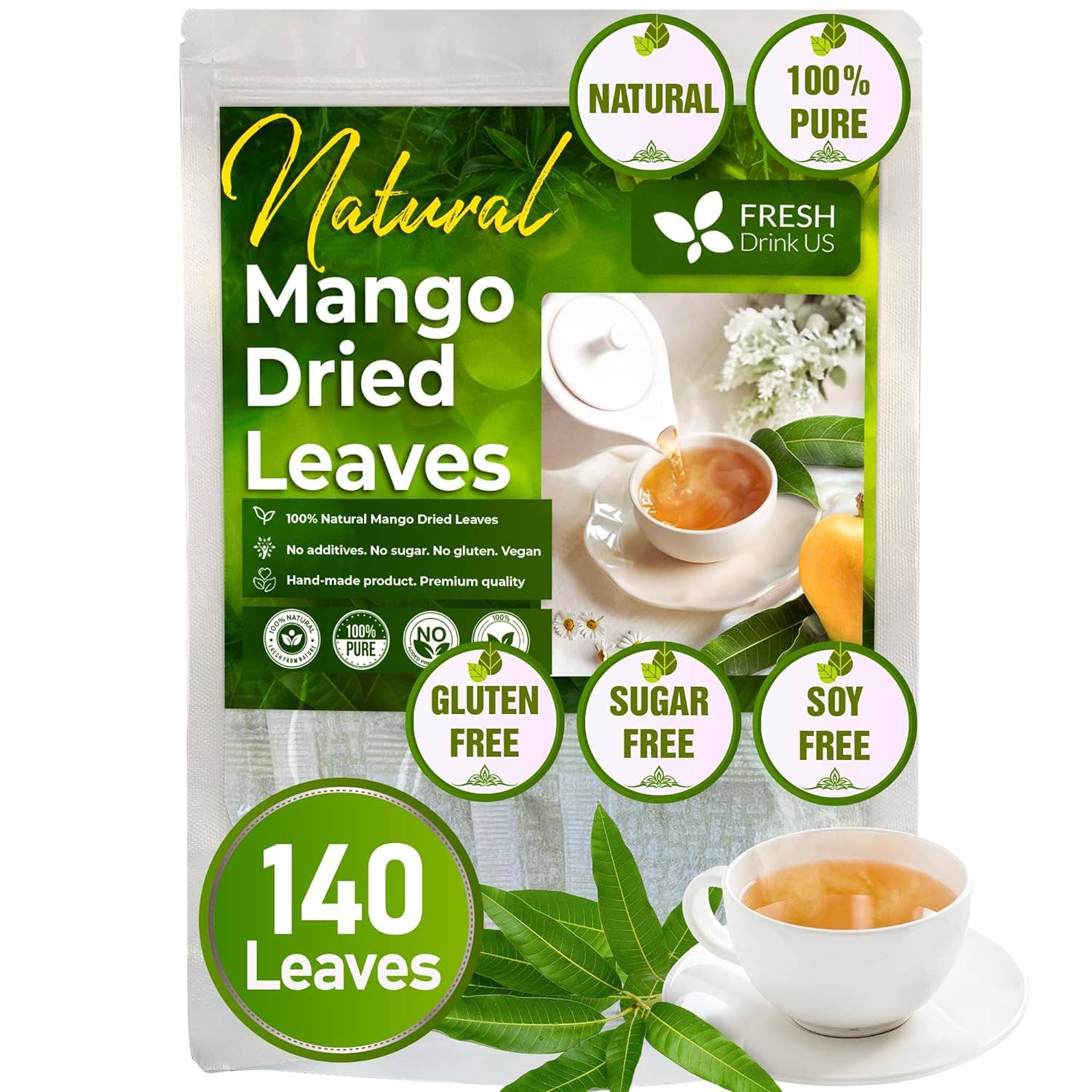 Naomi's Happy Place Shop - Wholesale Health/Detox Tea - Mango Leaf, Whole Dried Leaves, Tea Bags, Powder, 100% Natural & Pure from Mango Leaves. Mango Dried Leaves. Loose Leaf Mango Herbal Tea. Mango Leaf Tea. No Sugar, No Caffeine, No Gluten, Vegan.6