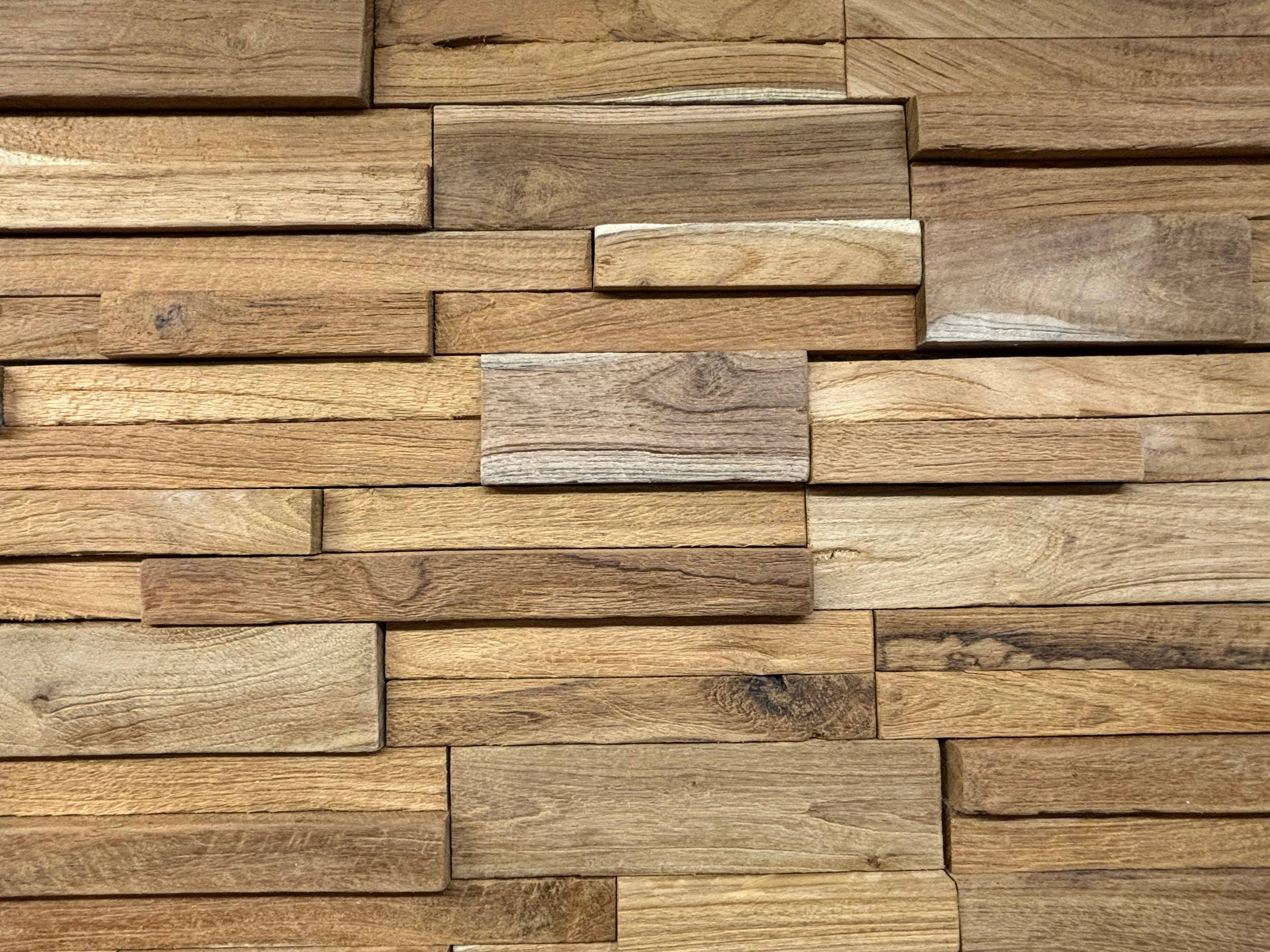 Asia West - Vente Décoration murale - Panneaux de Revêtement Mural en Bois de Teck (lot de 10)7