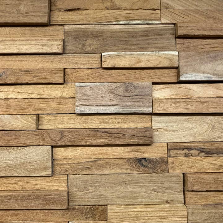 Asia West - Vente Décoration murale - Panneaux de Revêtement Mural en Bois de Teck (lot de 10)7