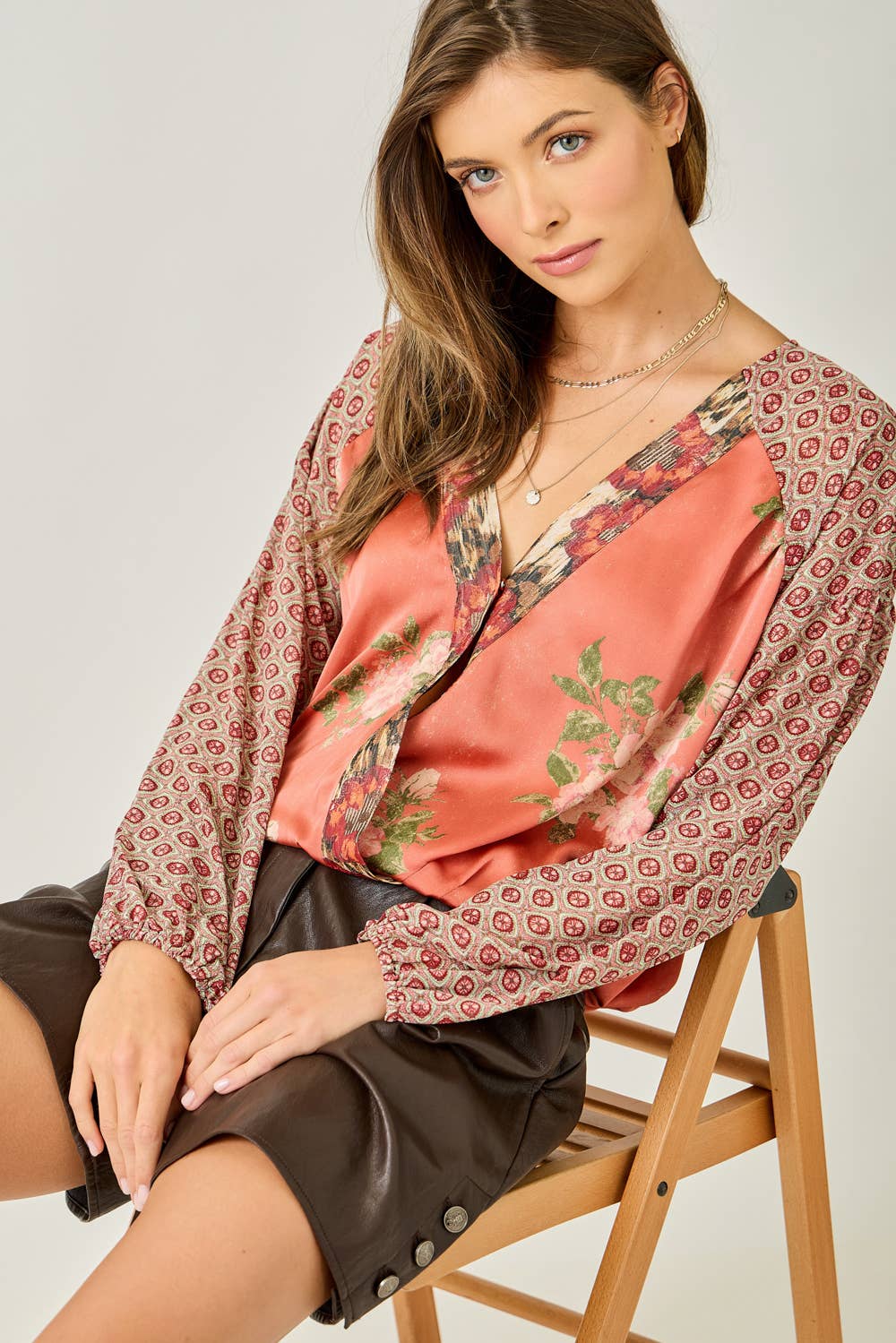 Mystree - Wholesale Blouse - Women's - 61318 Mixed Print Blouse